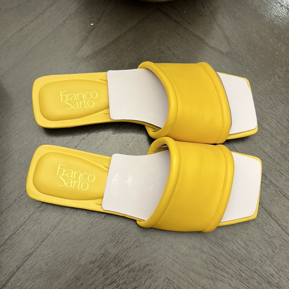 FRANCO SARTO CAVEN LEATHER SQUARE TOE SLIDE SANDALS - Picture 6 of 10